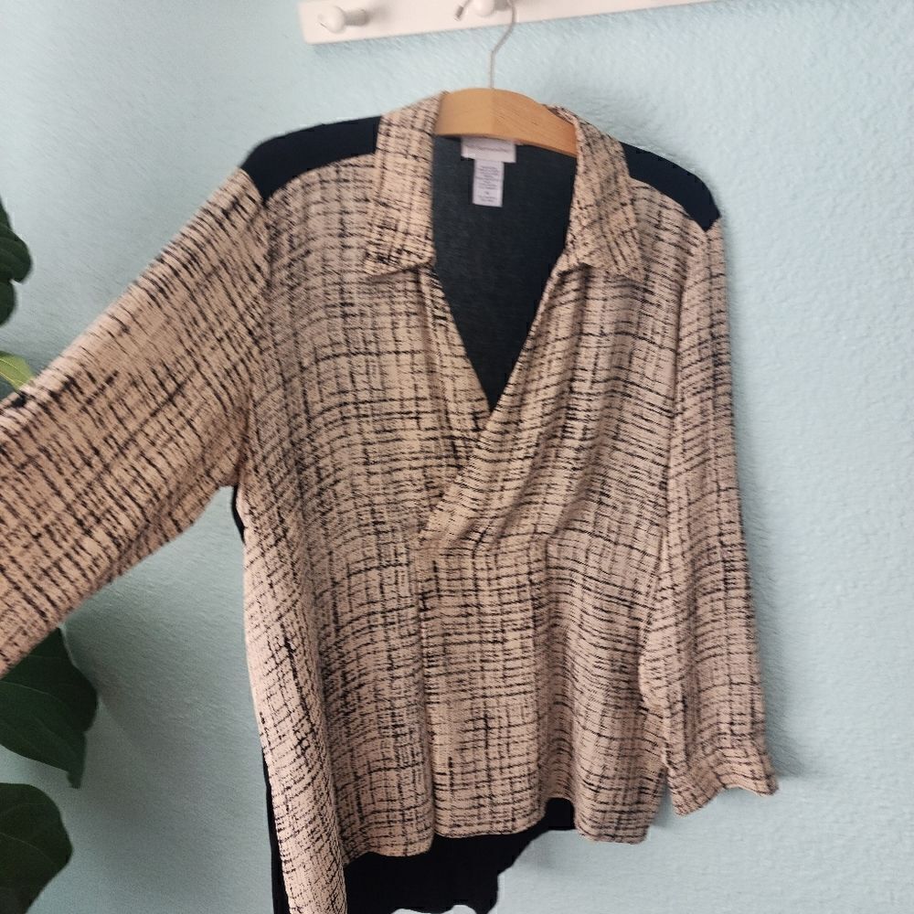 Soft surroundings pop over high low roll up sleeves lagenlook minimalist blouse - Picture 4 of 16